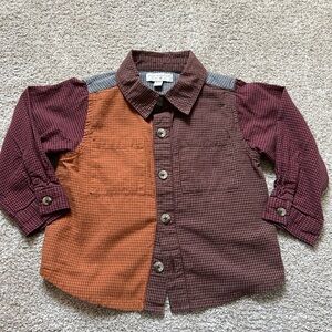 Blue Rooster Collection Kids Checkered Shirt - Burgundy and Orange